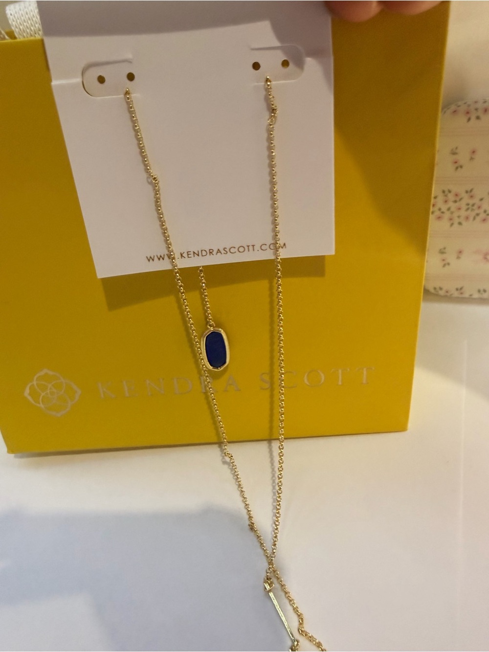 Kendra Scott Gold Necklace with Dark Blue Pendant